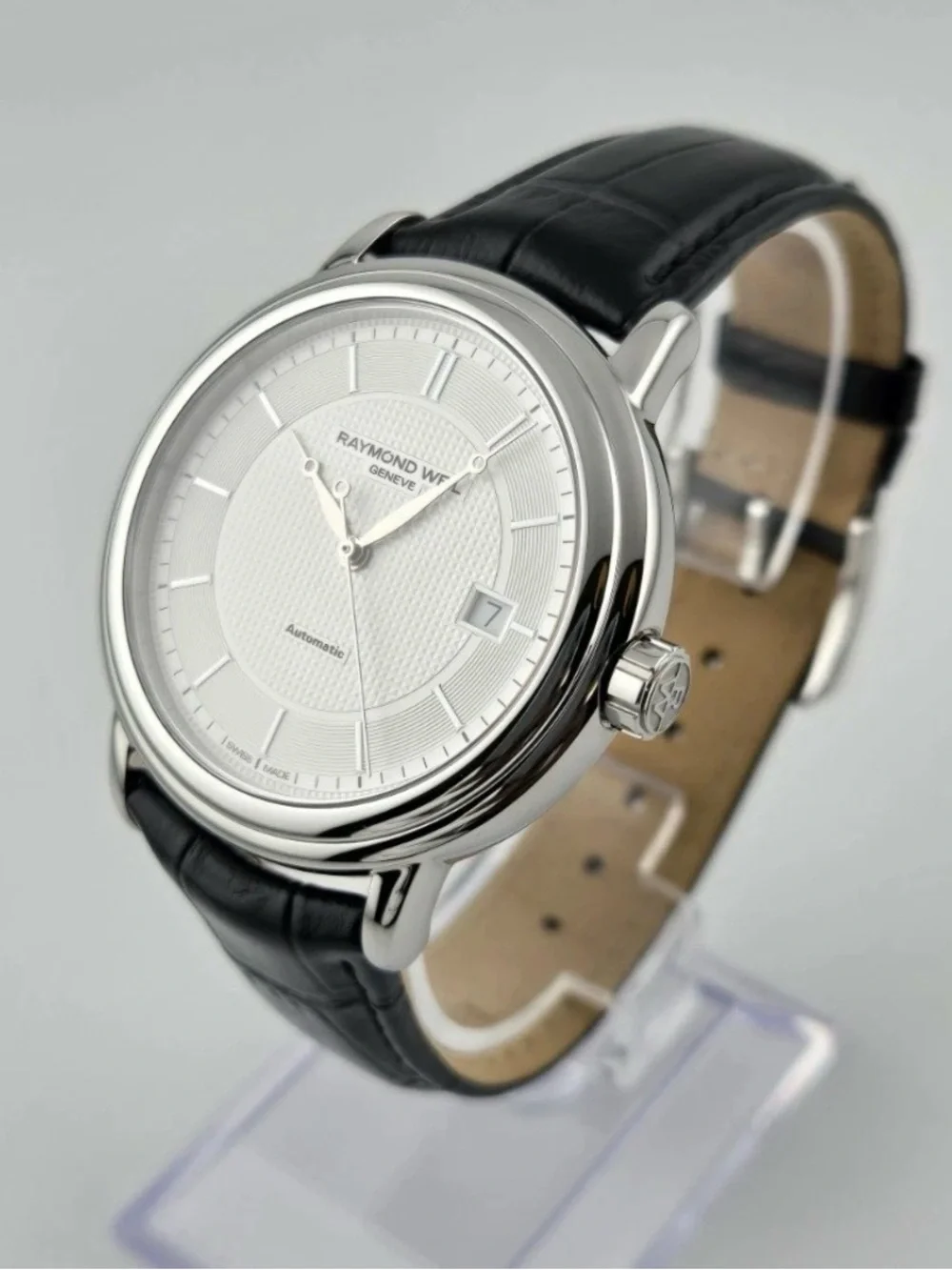 Raymond Weil Maestro Men's BlackLeather Band Watch ($1575 MSRP)
